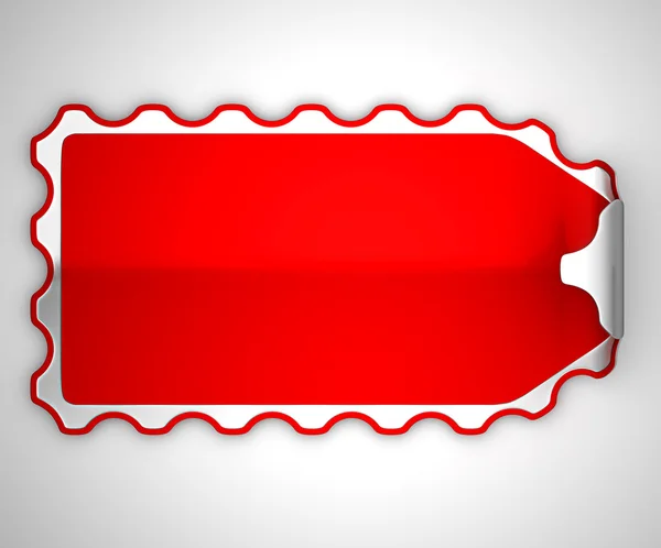 Red jagged bent sticker or label — Stock Photo, Image