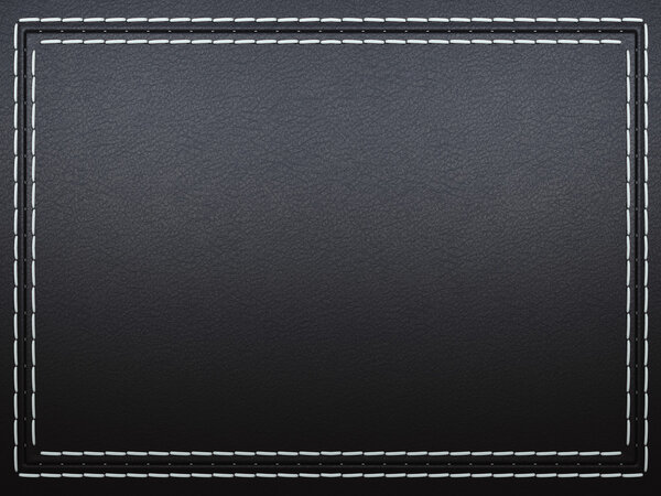 Stitched frame on black leather background