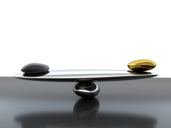 Equilíbrio: balanças com forma de fibra de carbono e ouro — Fotografia de Stock
