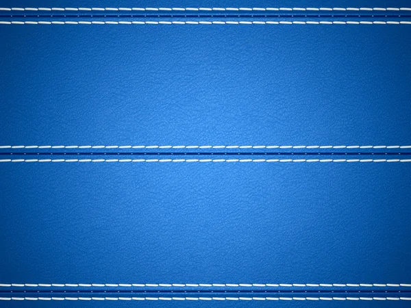 Blå horisontella sydda läder bakgrund — Stockfoto