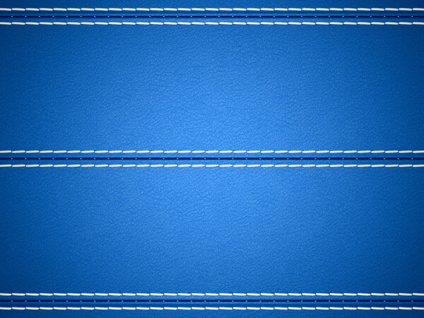 Blue horizontal stitched leather background