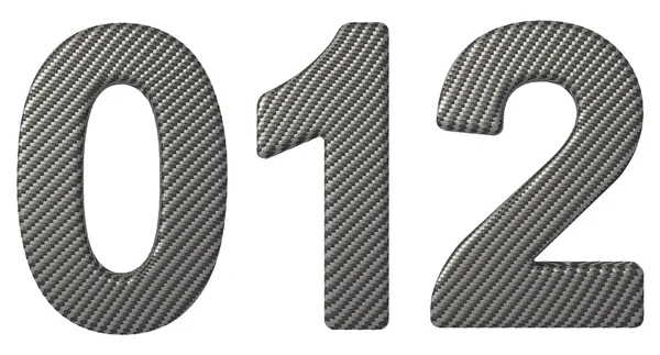 Шрифт углеродного волокна 0 1 2 цифры изолированы — стоковое фото