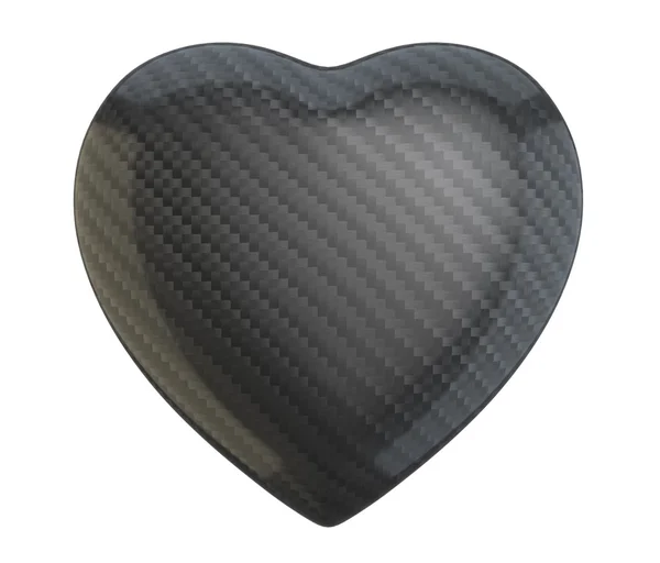 Włókna węglowego serca kształt na białym tle — Zdjęcie stockowe