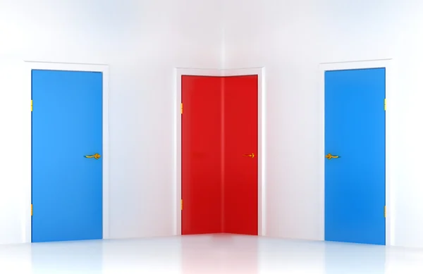 Kiválasztása a helyes utat: fogalmi sarok ajtó — Stock Fotó