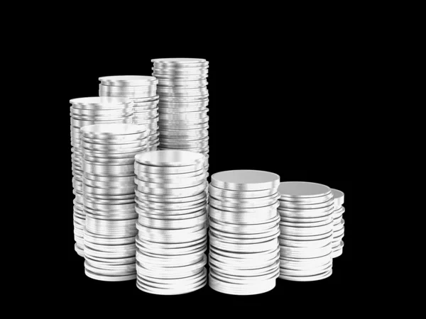 Tillväxt: silvermynt stackar spiral form — Stockfoto