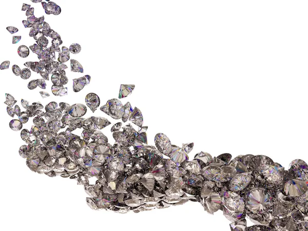 Stora diamanter flöde isolerade — Stockfoto