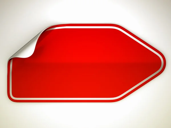 Adesivo dobrado vermelho ou rótulo sobre cinza — Fotografia de Stock