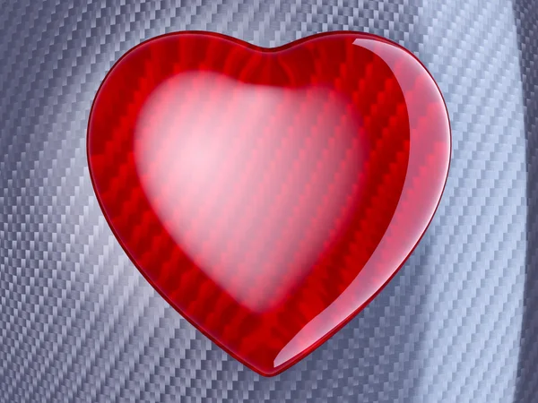 Forma de corazón rojo sobre fibra de carbono —  Fotos de Stock