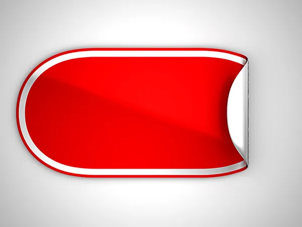 Etiqueta ou etiqueta dobrada arredondada vermelha — Fotografia de Stock