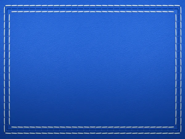 Сшитая рамка на голубой коже — стоковое фото