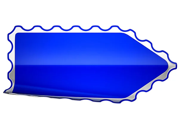Adesivo blu frastagliato piegato o etichetta — Foto Stock