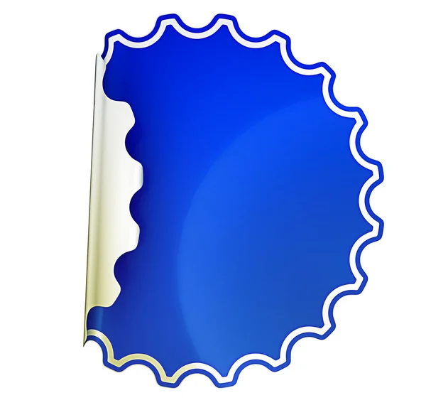Etiqueta engomada o etiqueta doblada redonda azul — Foto de Stock