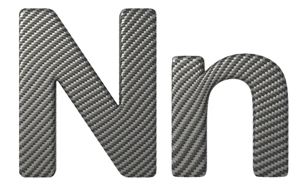 Шрифт из углеродного волокна N строчных и заглавных букв — стоковое фото