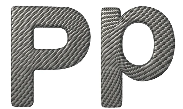 碳纤维字体 p 小写和大写的字母 — 图库照片