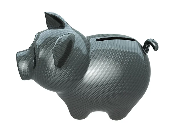Carbon fiber piggy bank: confidence — Stock Photo, Image