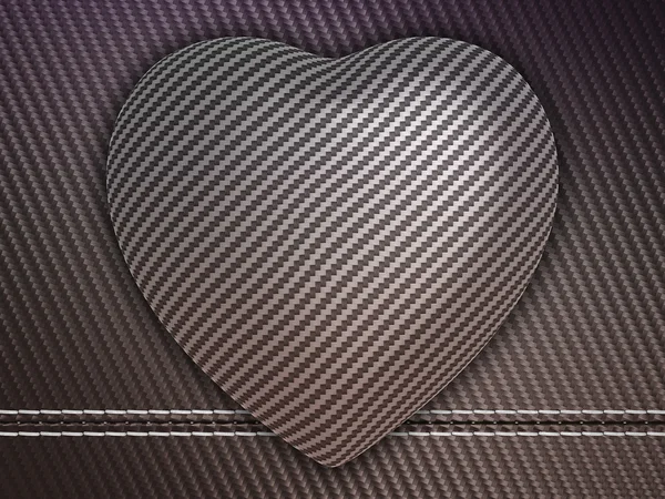 Corazón de fibra de carbono sobre fondo acolchado —  Fotos de Stock