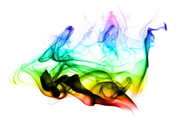 Barevné kouře abstraktní obrazce na bílém — Stock fotografie