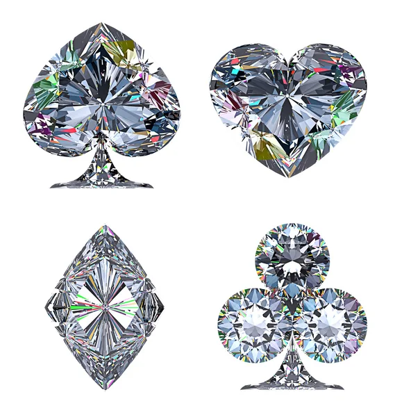 Diamante colorido em forma de ternos de cartão — Fotografia de Stock