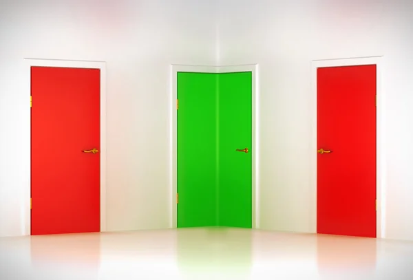 Correct choice: conceptual corner door — Stock Photo, Image