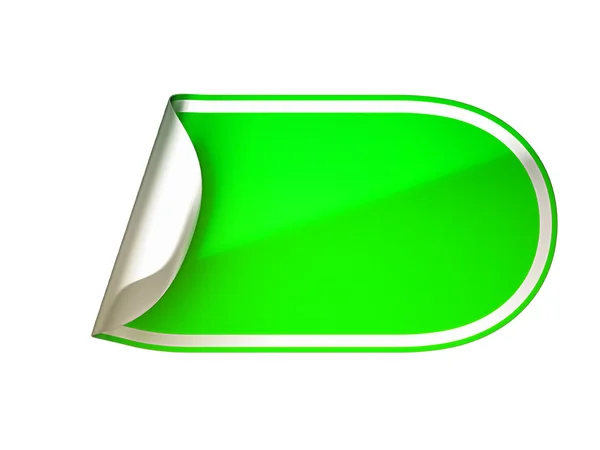 Adesivo arrotondato verde piegato o etichetta — Foto Stock