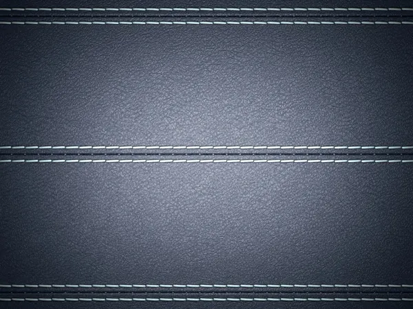Azul escuro horizontal costurado fundo de couro — Fotografia de Stock