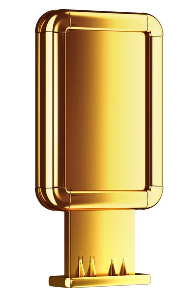 Altın billboard veya üzerinde beyaz izole lightbox — Stok fotoğraf