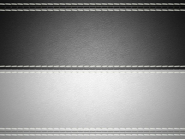 Fundo de couro costurado horizontal preto e cinza — Fotografia de Stock
