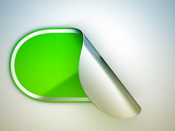 Green rounded bent sticker or label — Stock Photo, Image