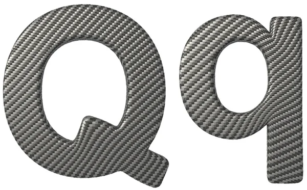 Carbon fiber font Q lowercase and capital letters — Stock Photo, Image