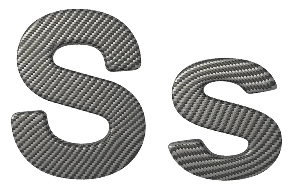 Carbon fiber font S minúsculas y mayúsculas — Foto de Stock