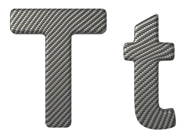 Koolstofvezel lettertype t kleine letters en hoofdletters — Stockfoto
