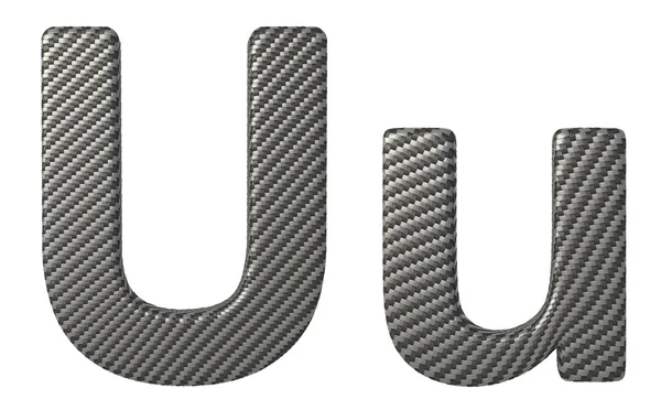Carbon fiber font U lowercase and capital letters — Stock Photo, Image