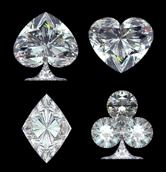 Diamantkarten-Anzüge isoliert über Schwarz — Stockfoto