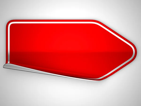 Röd böjda badge eller etikett över grå — Stockfoto