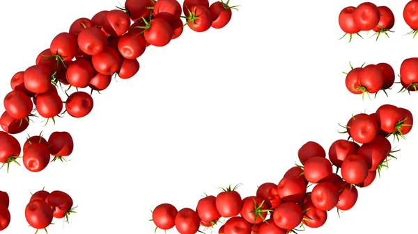 分離された赤いトマト チェリー流 — ストック写真