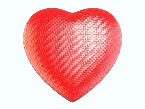 Fibre rouge ondulée forme de coeur isolé — Photo
