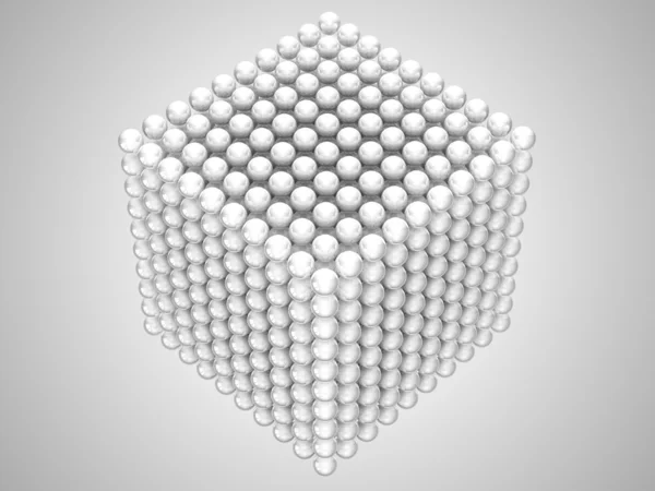 Esferas ou grânulos transparentes forma cubo — Fotografia de Stock