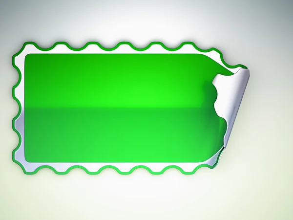 Etiqueta jagged verde ou adesivo sobre cinza — Fotografia de Stock