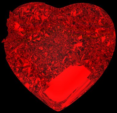 Kırmızı kırık kristal kalp: karşılıksız aşk