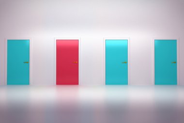 Right choice: four conceptual doors clipart