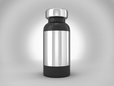 Carbon fiber ampoule with silver sticker clipart