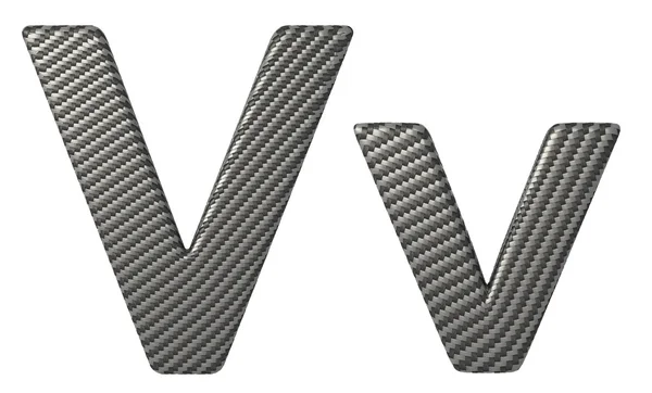 Carbon fiber font V minuscolo e lettere maiuscole — Foto Stock