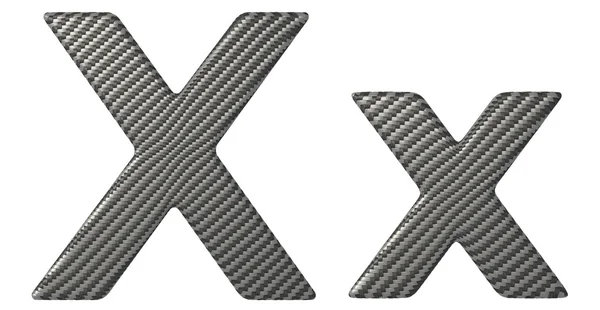Carbon fiber font X minuscolo e lettere maiuscole — Foto Stock