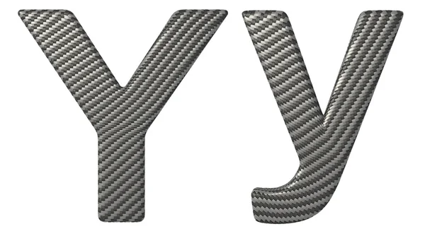 Carbon fiber font Y minuscolo e lettere maiuscole — Foto Stock