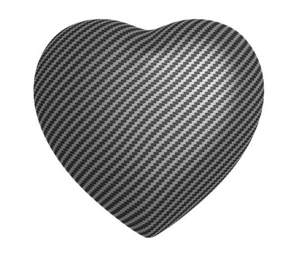 Węgiel włókno serca kształt na białym tle — Zdjęcie stockowe