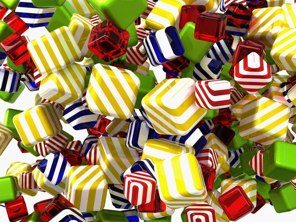 Cubi astratti colorati o caramelle isolate — Foto Stock