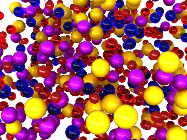 Många färgglada bollar isolerad på vit — Stockfoto