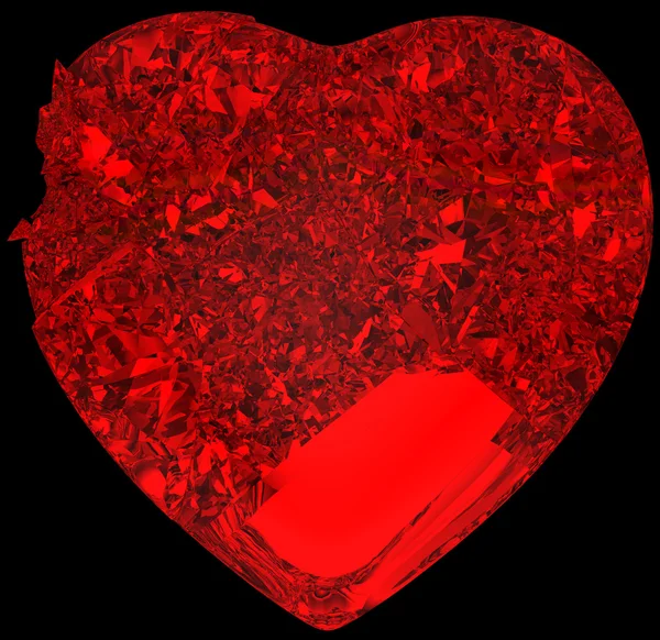 Rotes gebrochenes Kristallherz: unerwiderte Liebe — Stockfoto