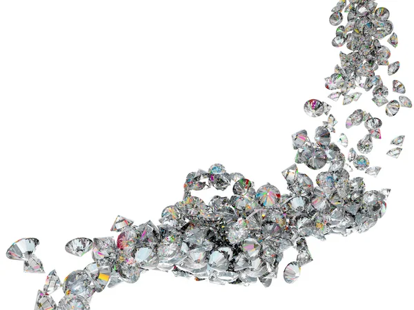 Large diamonds or gems flow isolated — Stock Photo, Image