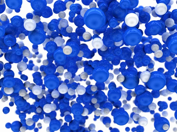 Beyaz üzerine soyut mavi ve beyaz toplar — Stok fotoğraf